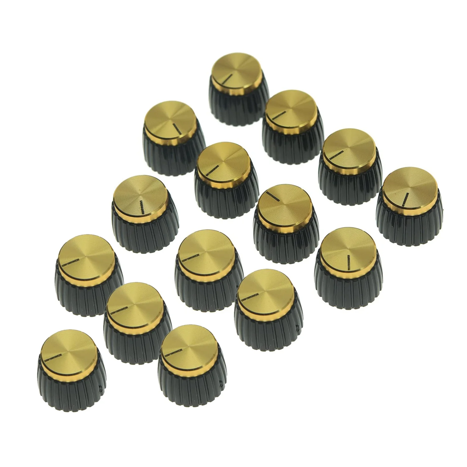 15Pcs Amplificatore Per Chitarra Push On Fit Manopole Nero Con Tappo In Alluminio Dorato Top Adatto A Pentole Da 6Mm Di Diametro Amplificatori Marshal