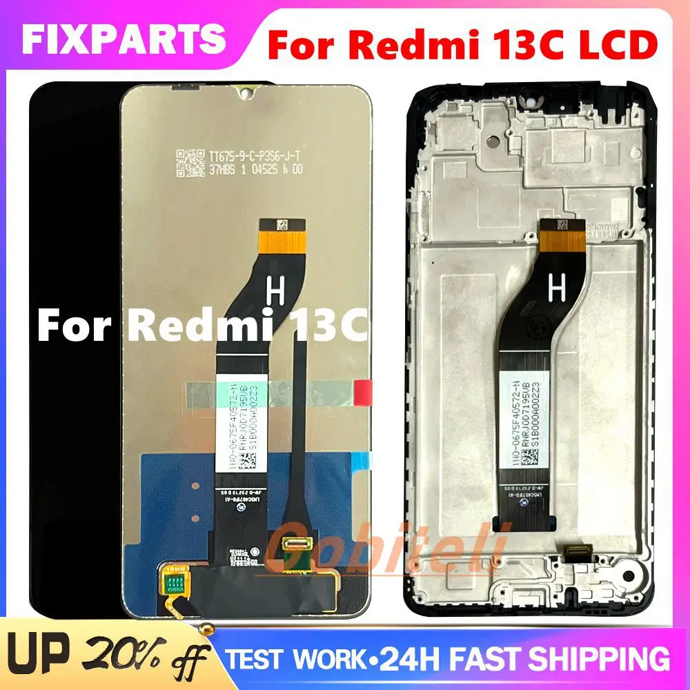 

Протестированный ЖК-экран 6,74 дюйма для Xiaomi Redmi 13C 23100RN82L, сенсорный экран, панель дигитайзера для Redmi 13C, ЖК-дисплей 13C