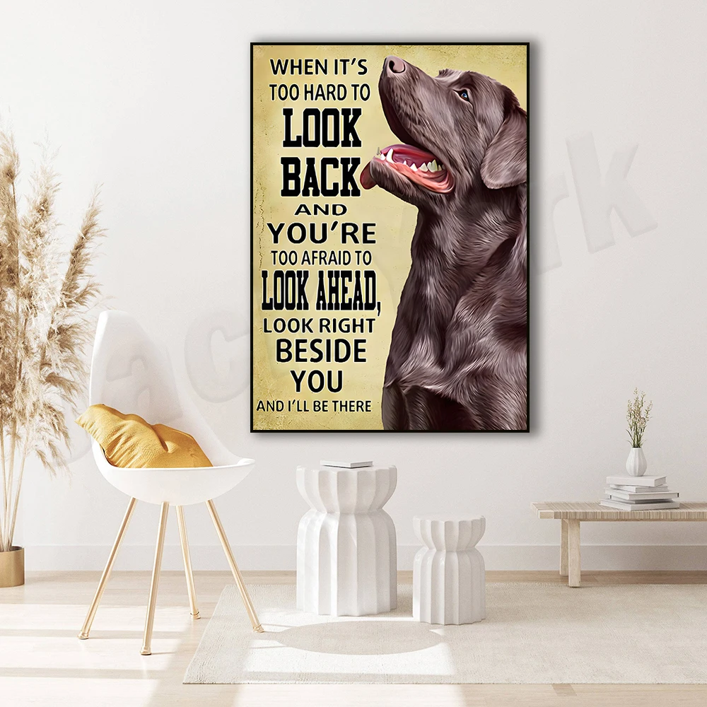 Love Labrador poster, animal print, when it's hard to look back and you're too scared retro poster, gift for dog lovers