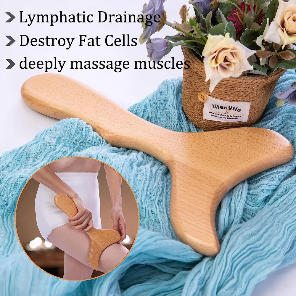 Wood Therapy Massage Tools Gua Sha Board Wooden Scraper Massage Rolls Lymphatic Drainage Tool for Release Cellulite Sore Muscle - immagine 3