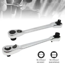 

72-Tooth Ratchet Wrench Quick-release 1/4 Hex Ratchet Socket Wrench Spanner Chrome-Vanadium Steel Dual Head Wrench For Repairing