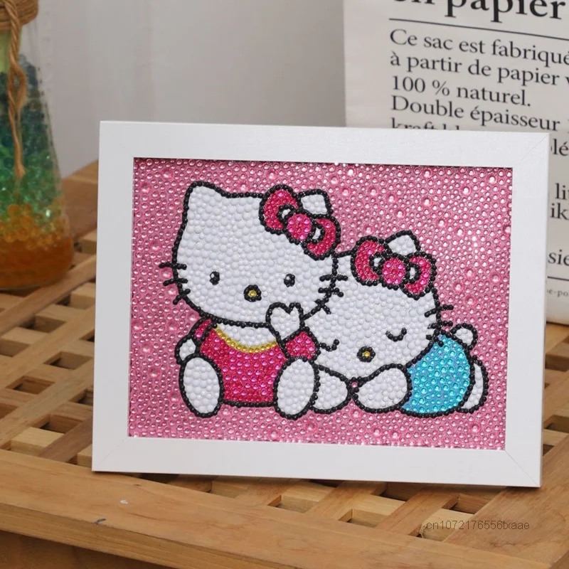 Sanrio Hello Kitty Room Decor Y2k Diamond Painting DIY Handmade Stickers  With Frames Party Creative Gift Cartoon Decals Photos