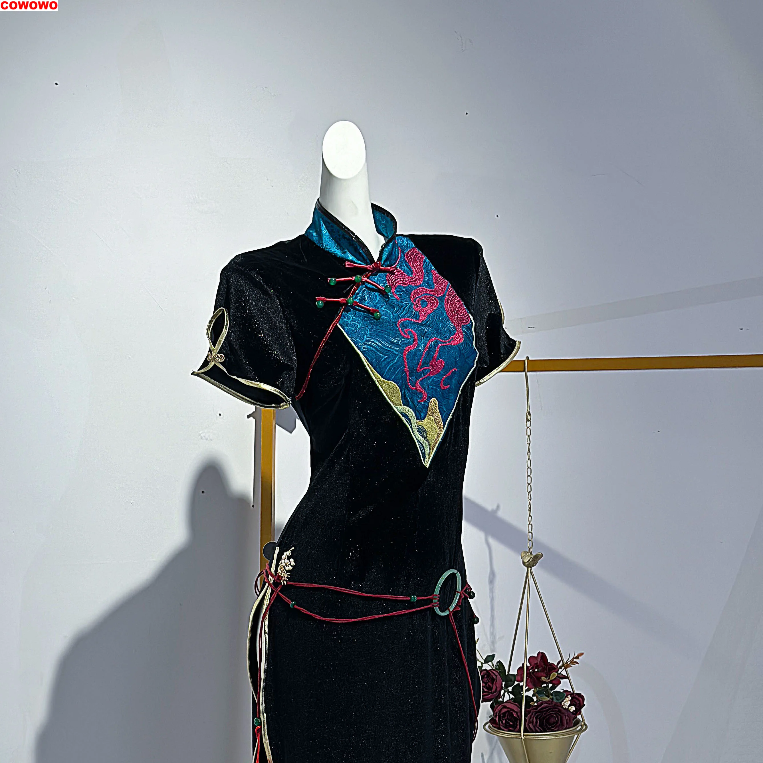 

COWOWO, костюм Чонсам с ангелом для косплея, костюм для косплея, униформа для игры в искусственную тематику, одежда для ролевых игр