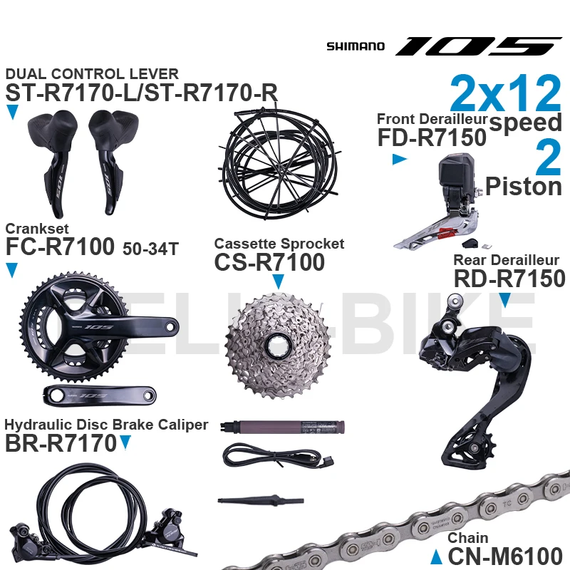SHIMANO 105 Di2 Groupset ST-R7170 FD-R7150 RD-R7150 FC-R7100 CS