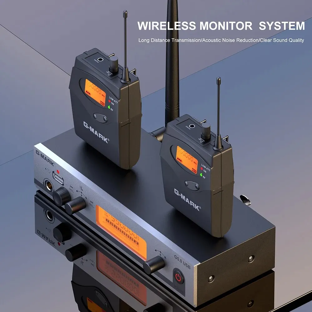 Wireless In Ear Monitor G-MARK G5.0USB UHF Stage Return Frequency Selectable for Singer Guitar Studio DJ