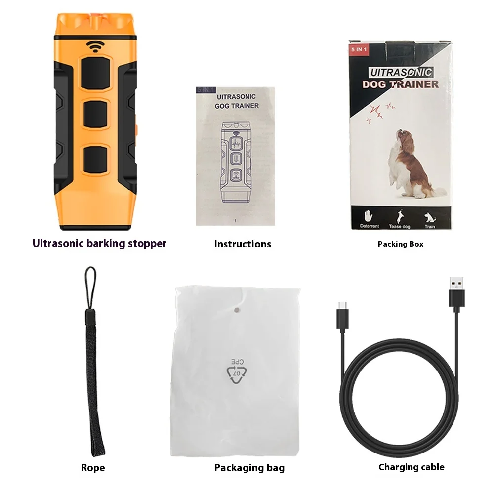 New ultrasonic anti-barking device, anti-dog barking artifact, rechargeable dog drive, LED light, portable dog trainer 4
