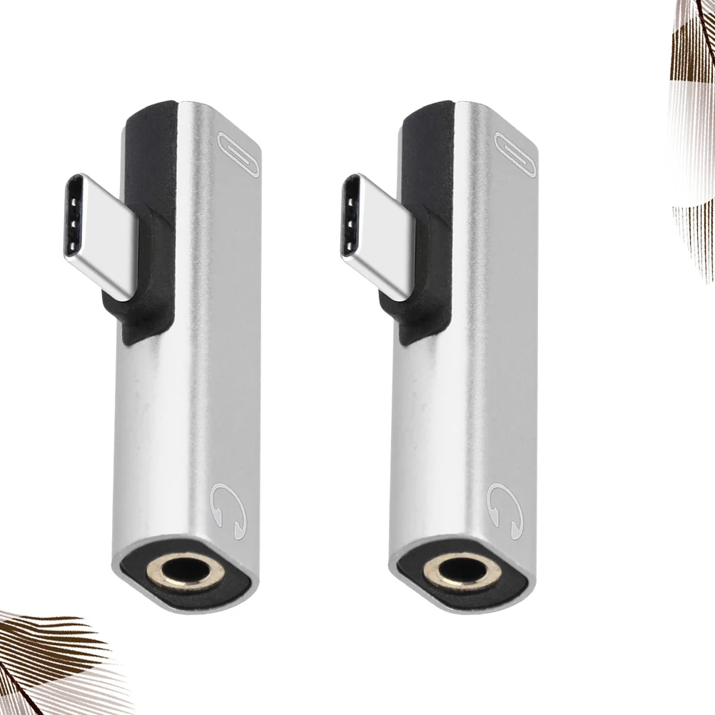 C타입 to C타입 듀얼 C타입 USB-C, C타입 to 3.5mm Aux 잭 오디오 어댑터, 이어폰 충전 컨버터, 휴대폰 (실버)