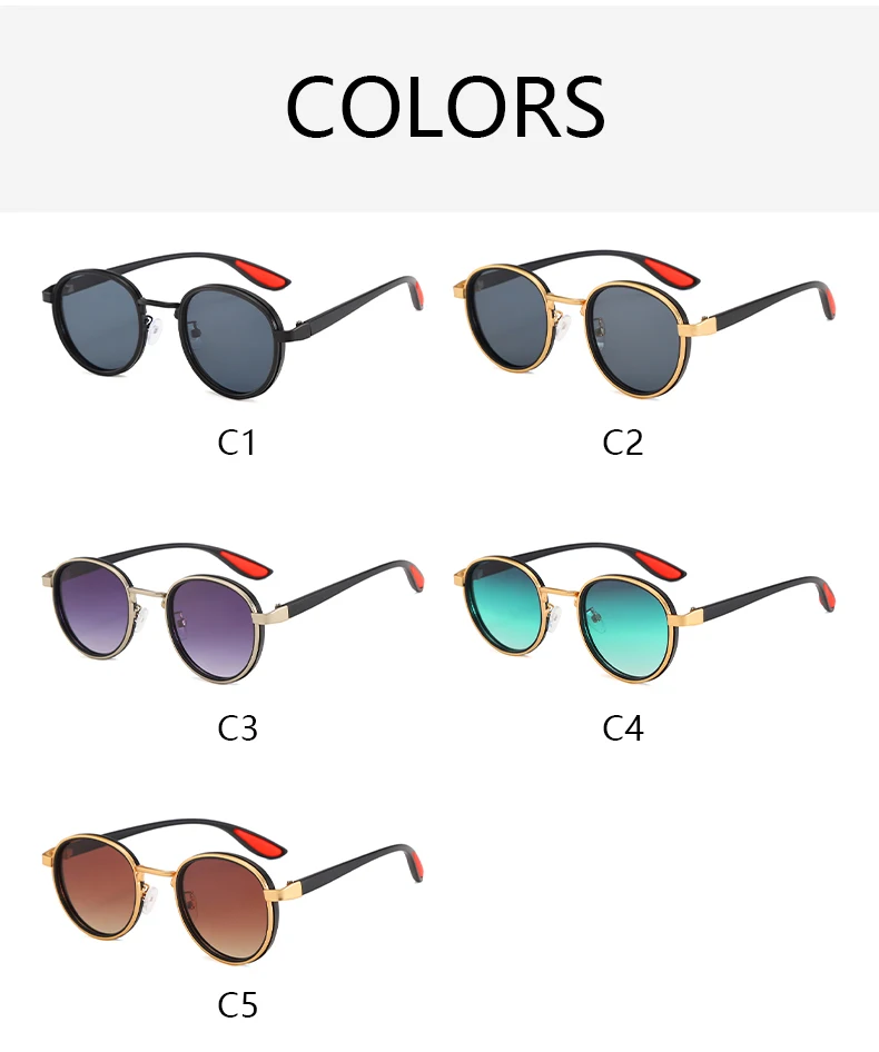 Vintage Designer Outdoor-Sonnenbrille für Herren Runde Modische Plastik-Titan Hochwertige Sonnenbrille UV-Schutz-Brille für Damen – Detail 8