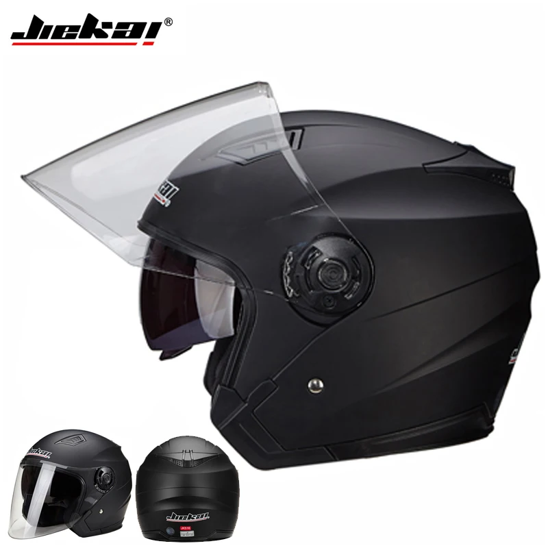 JIEKAI Motorcycle Helmet Dual Visor 3/4 Scooter Open Face Capacete Para Vintage Helmets Motocicleta Cascos Moto