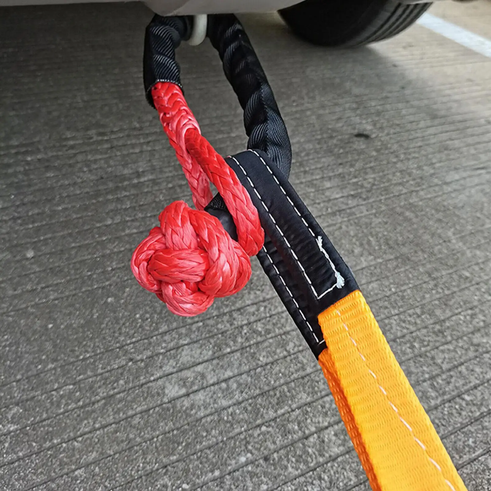 

55000lbs 1/2"x22" Shatter Resistant Synthetic Soft Tow Rope Sleeve Shackle With Duty Strap Heavy Offroad Protective Shackle U2f6