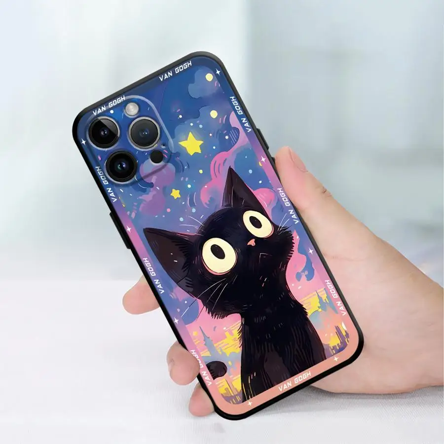 Van Gogh Art Black Soft Cover Phone Case Shell Bumper