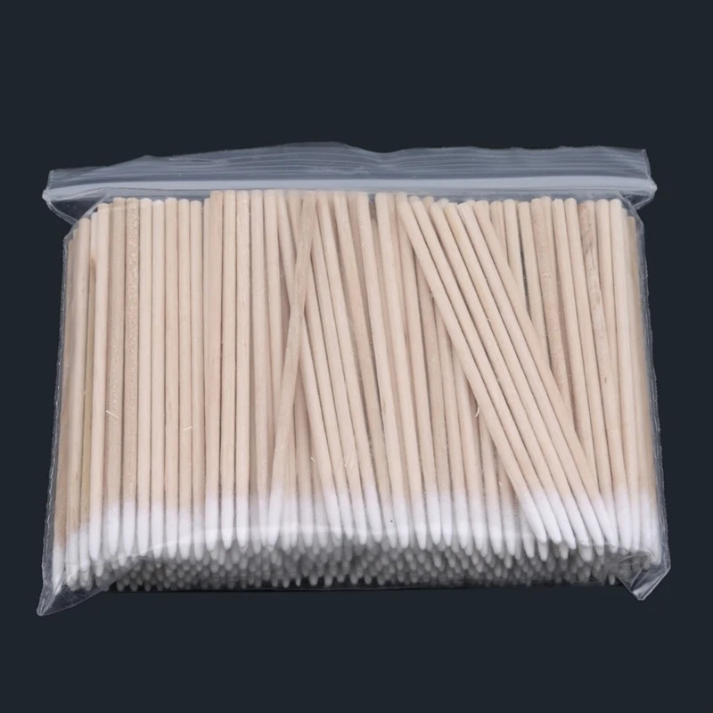 300/500pcs Wooden Tip Cotton Stick Long 7cm 300 Wooden Handle Tip Semi Permanent Embroidered Cotton Swabs 2