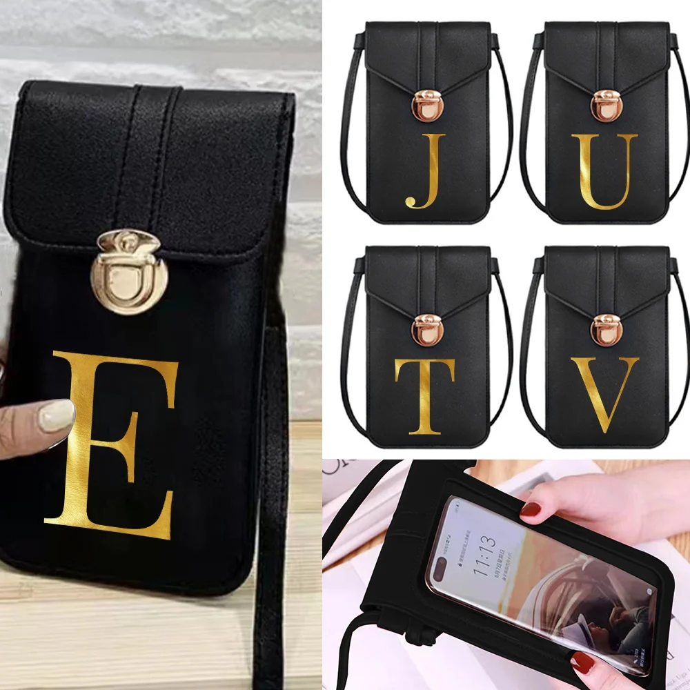 

Crossbody Bags Touch Screen Mobile Phone Bag Women's Shoulder Bag Wallet Messenger Pouch Purse Card Holder Letter Pattern