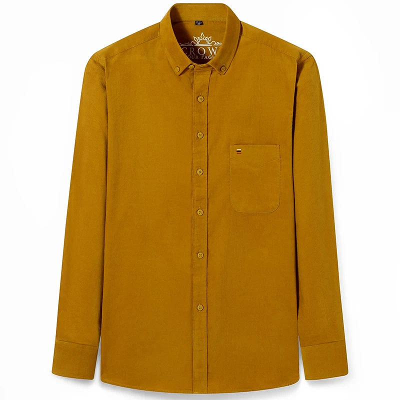 Large size S~7XL corduroy shirt men's soft casual comfortable pocket men's casual long-sleeved regular fit business formal shirt