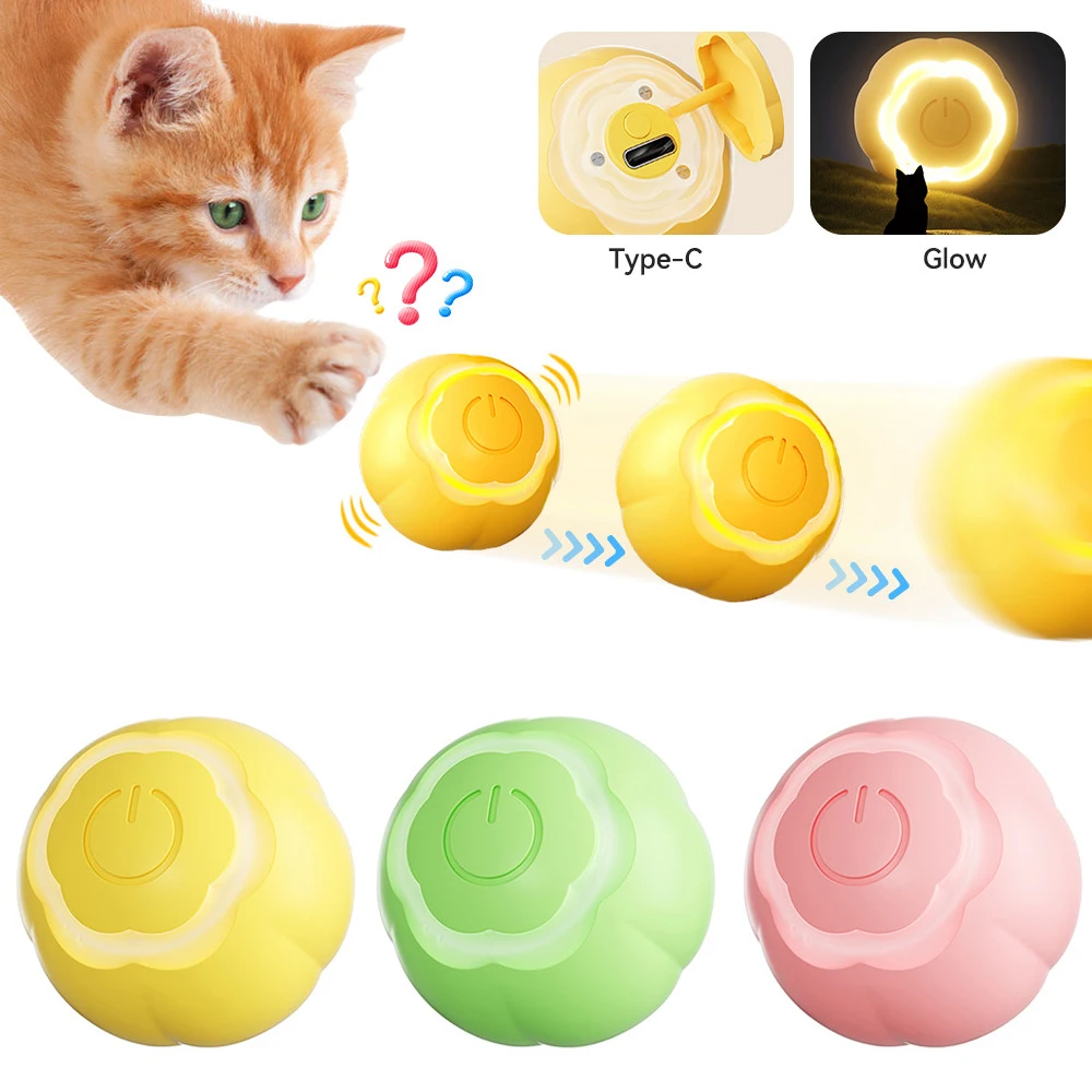 

Умные игрушки для кошек, перезаряжаемые через USB автоматические роликовые шарики, электрическая самодвижущаяся интерактивная игрушка для домашних животных для котят и собак, для игр в помещении