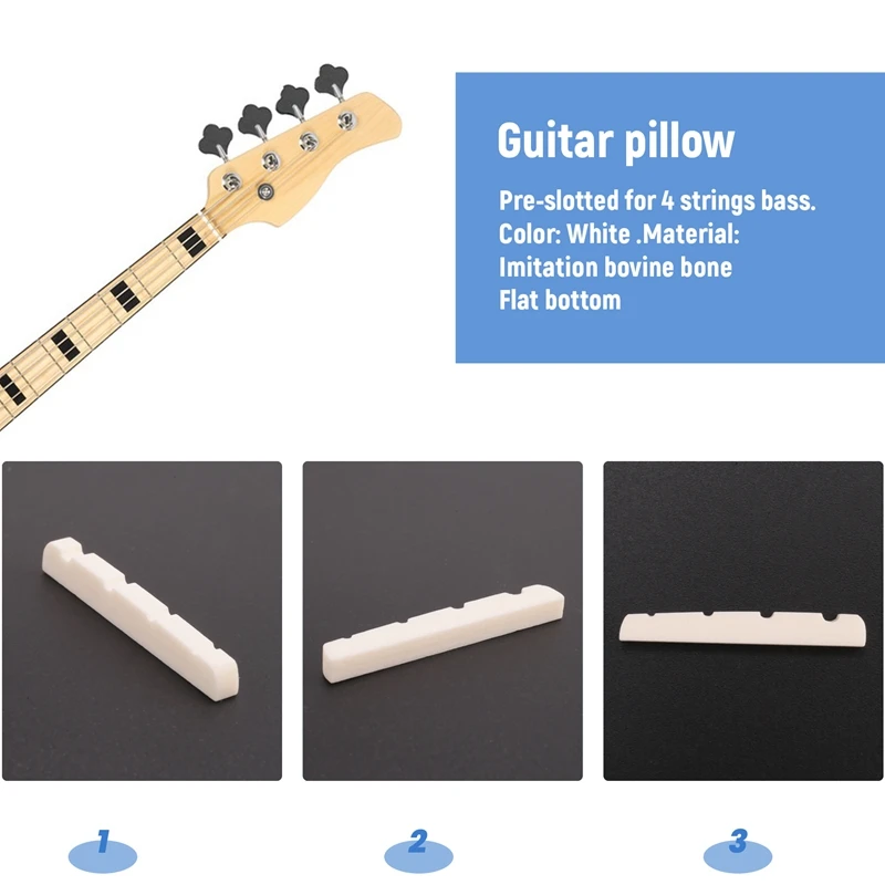 Pre-Slotted Flat Bottom Bone Bass Nut 38X3.5X5/4.5Mm for 4 String Fender PB JB Precision Bass Jazz Bass