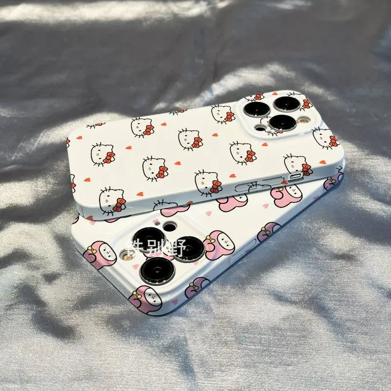 

Hello Kitty Mymelody Cartoon Iphone Phone Case with Chain for Iphone 12 13 14 Case Pro Max Xr X Xs Max All-Inclusive Anti-Drop