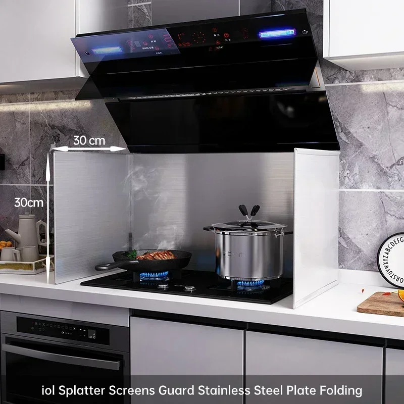 Kitchen Gadgets Anti Oil Splatter Guard Grease Screens Oil Baffle Wall Stainless Steel Folding Splashproof for Cooking Tools