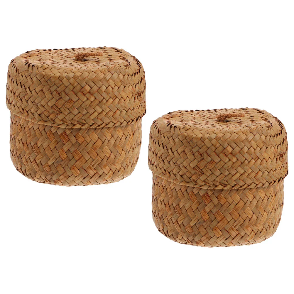 

Mini Round Seagrass Storage Laundry Storage Bins With Lids With Lids Lid Straw Hand Woven Storage Storage Laundry Garbage Can