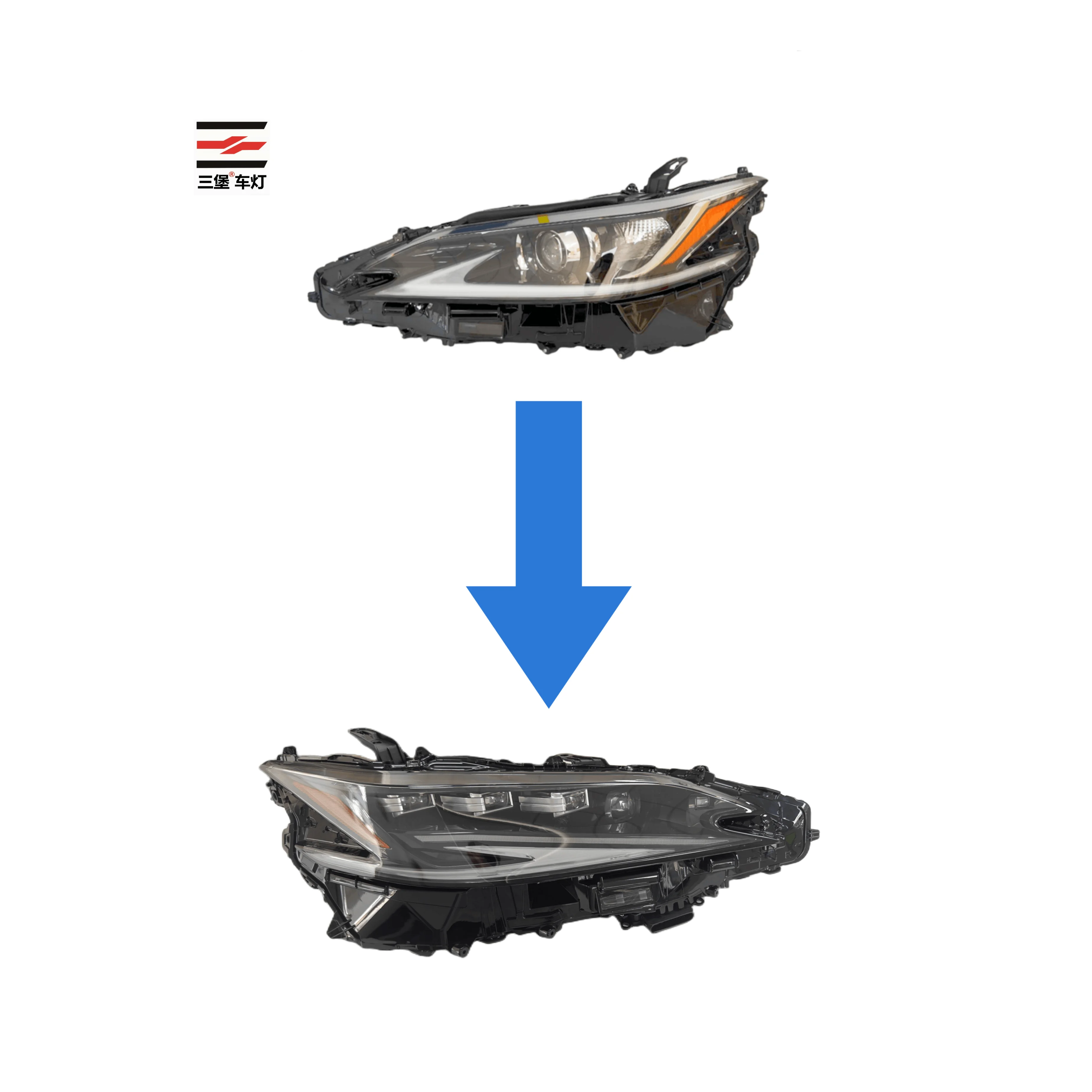 

Modified headlights 2018-2023 Lexus ES Low-configuration xenon lamp upgrade high-configuration 3-eye matrix headlight