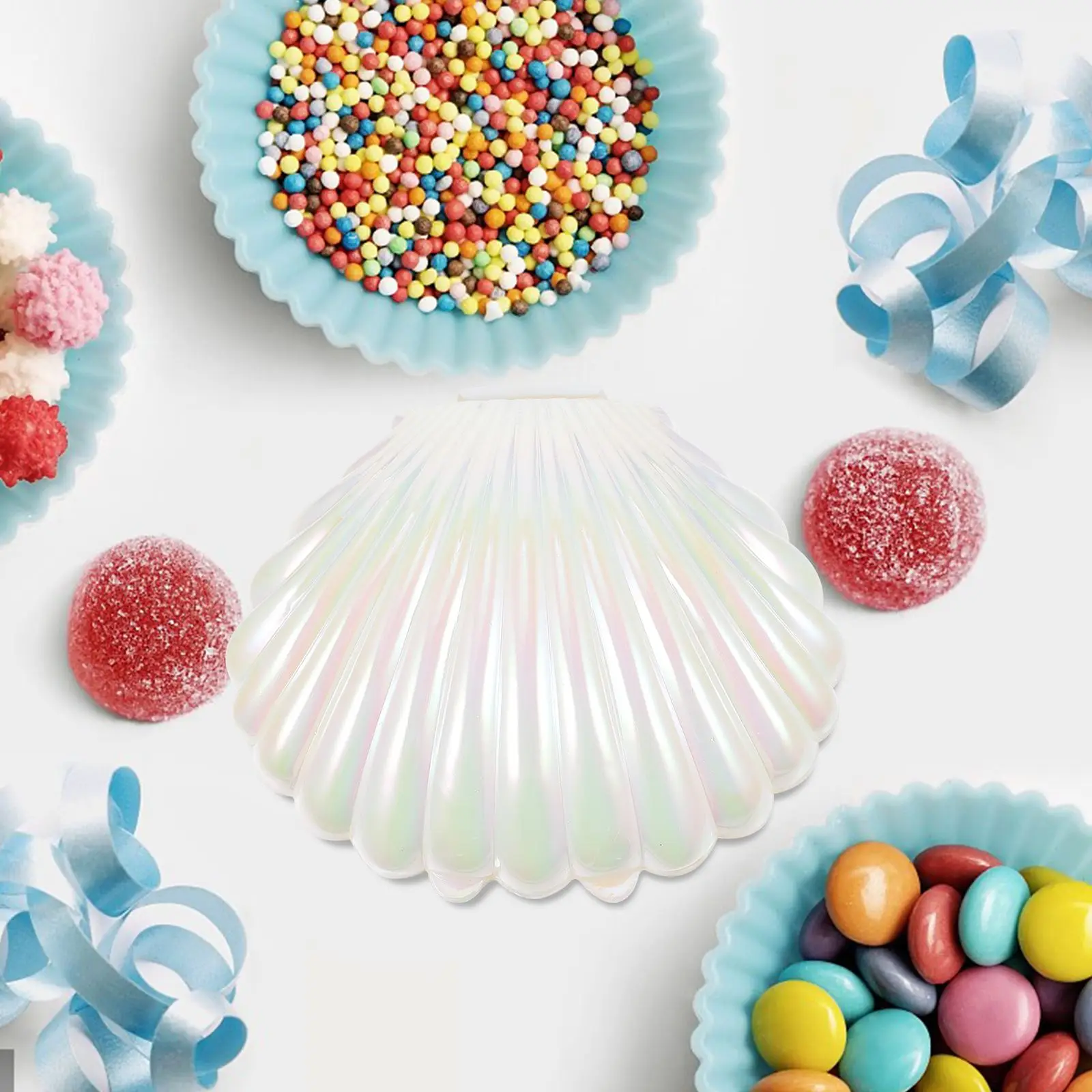 Plastic Shell Candy Boxes Biscuit Treats Holder MakeUp Jewelry Storage Boxes Baby Shower Wedding Birthday Party Favor 10pcs