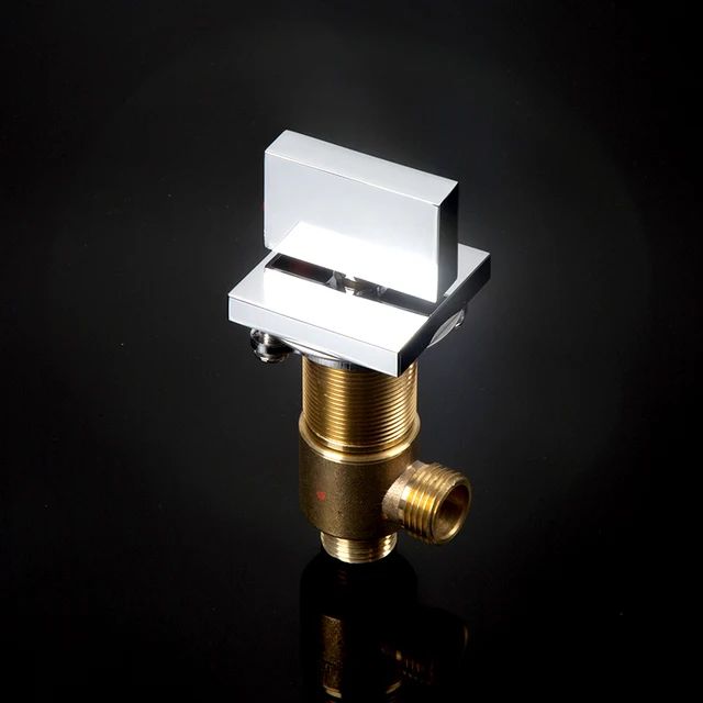 สแควร์อ่างอาบน้ำก๊อกน้ำน้ำตก Inlet ฝักบัว2 Way Diverter วาล์วเย็นและน้ำร้อนผสมทองเหลืองโครเมี่ยม 3