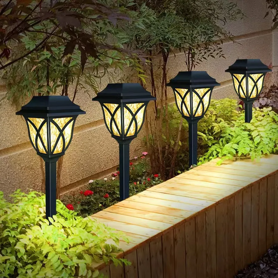 New 2Pcs Led Solar Garden Lights Outdoor Pathway Yard Waterproof Landscape Patio Lights Home Decoration Solar Powered Lawn Lamps patio outdoor bench deck outside porch furniture balcony lounge home decor 49 2 steel and wpc black and brown