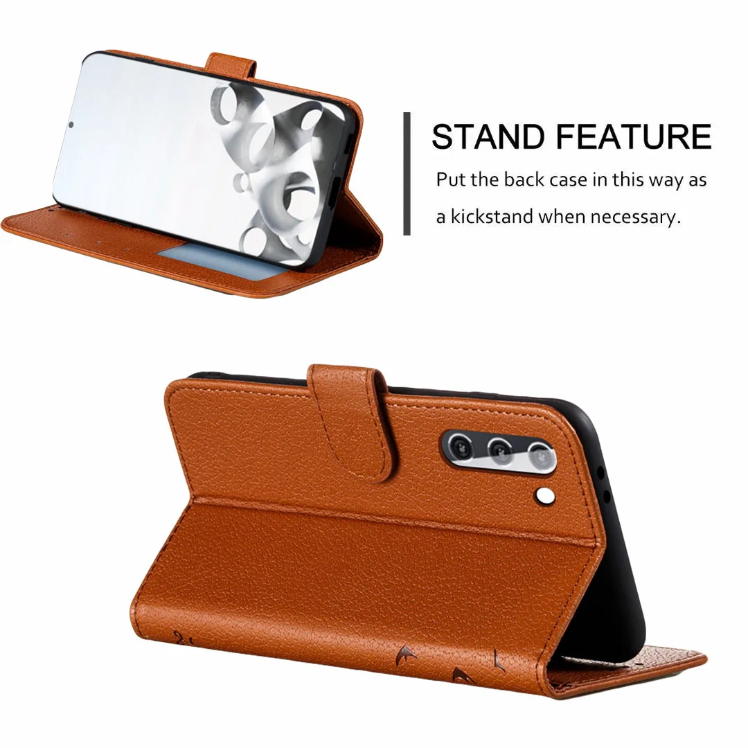 Feather Pattern Leather Wallet Book Case