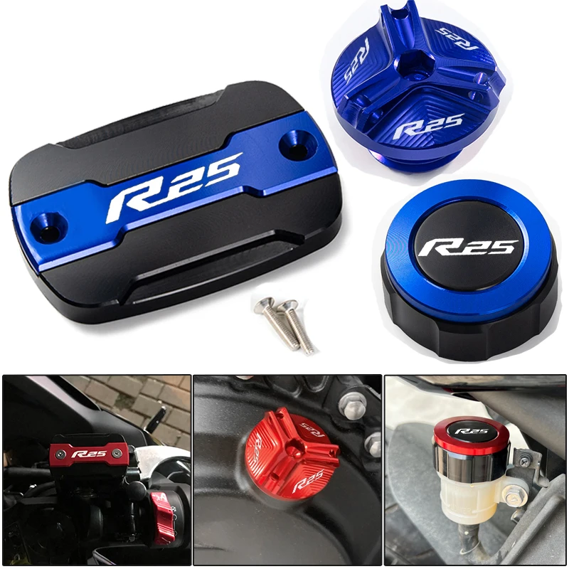 

For YAMAHA YZF R25 YZF-R25 YZFR25 YZF/R25 Accessories motorcycle front and rear brake fluid caps and oil filling port protection
