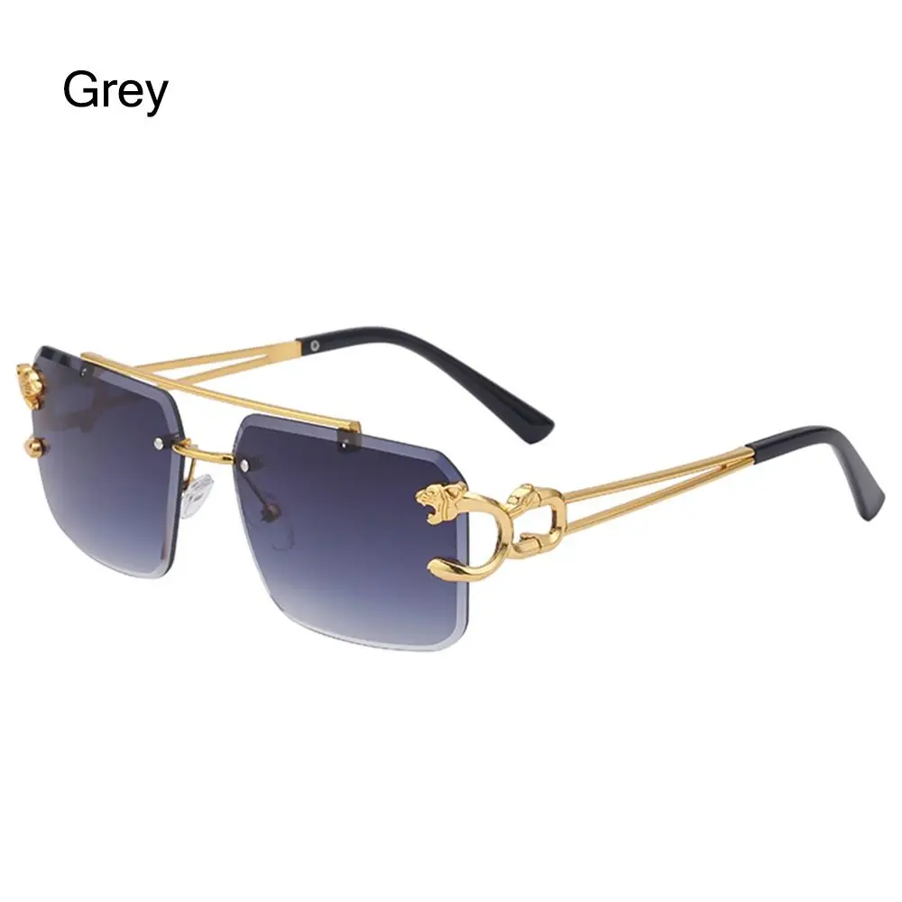Steampunk Gold Lion Rimless Square Luxury Sunglasses
