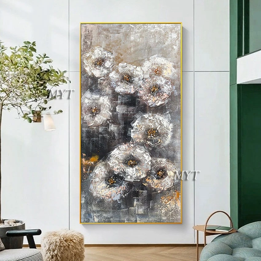 

Beautiful Oil Paintings Acrylic Flower Canvas Art Abstract Picture Artwork Frameless Restaurant Wall Decoration Painting