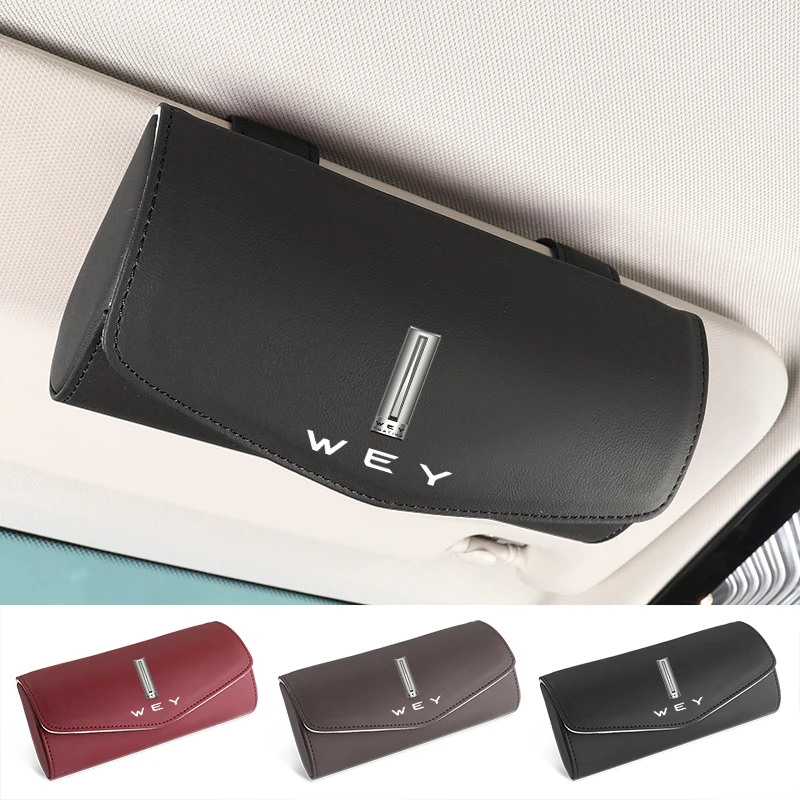 

Car Glasses Case Leather Sunglasses Holder Universal Sun Visor Storage Clip For Wey GREAT WALL HAVAL H6 H9 M6 F7 F7X POER