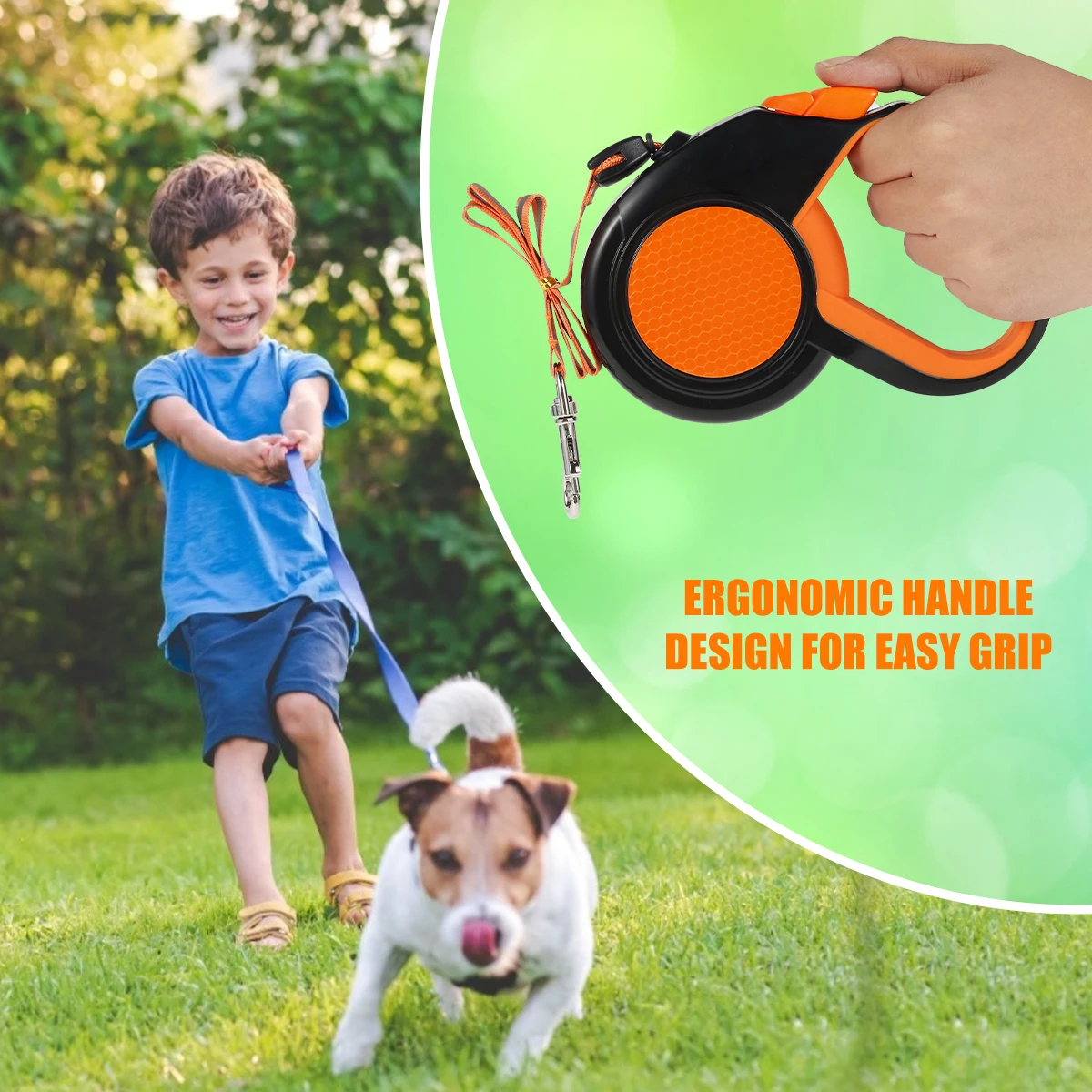 Retractable Dog Leash with Reflective Tape for Outdoor Use