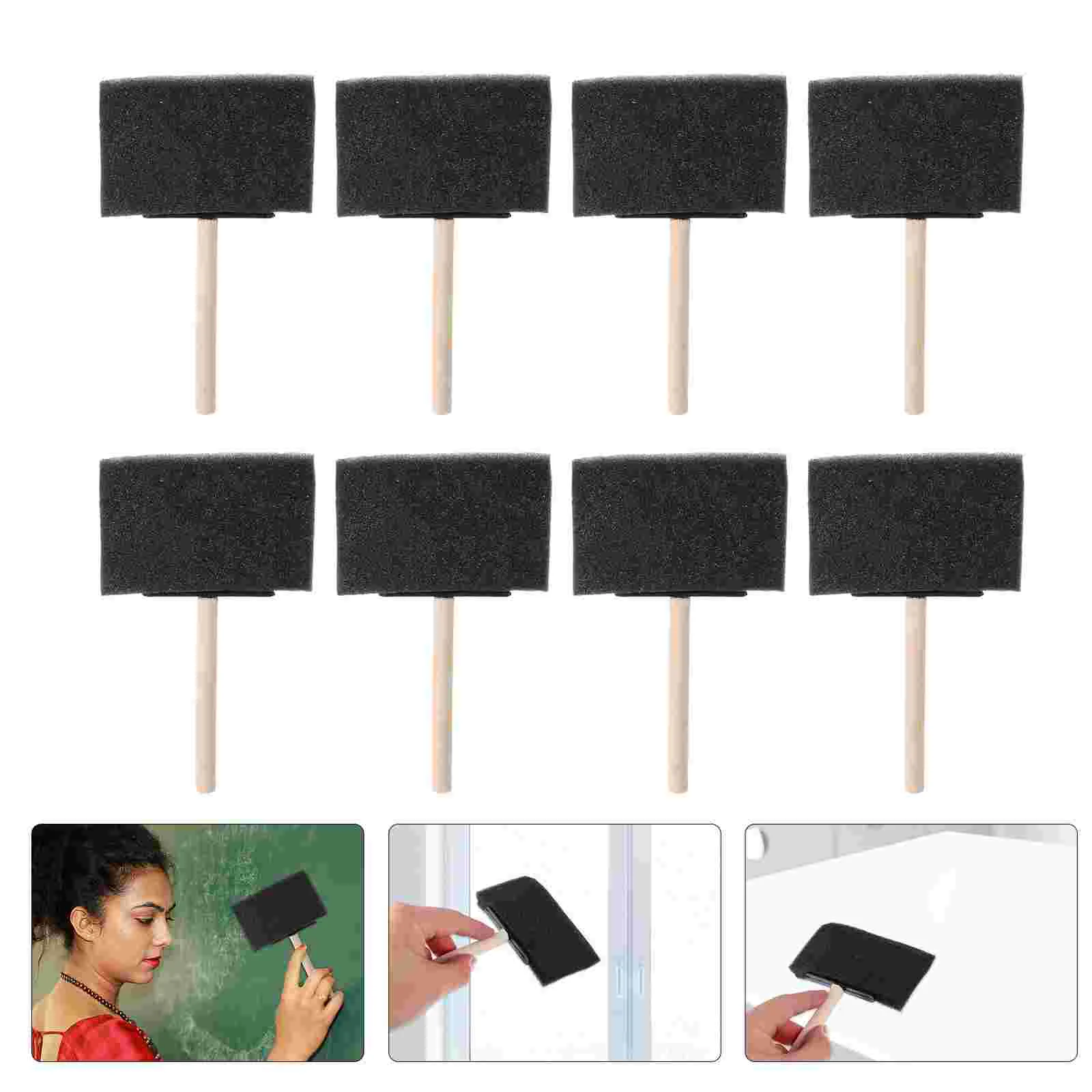 

20 Pcs Wooden Handle Sponge Brush Project Supplies Graffiti Painting Drawing