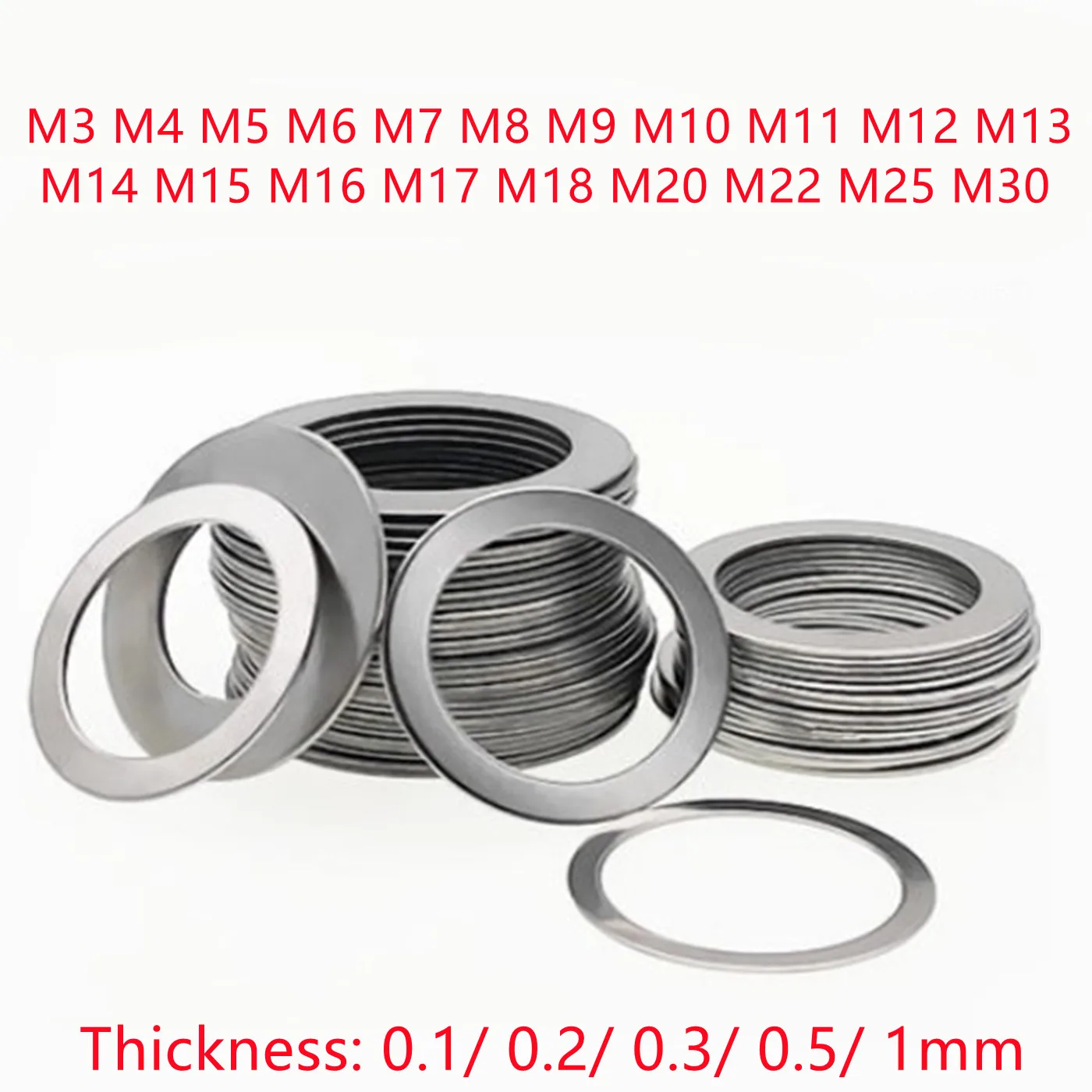 10-100PCS DIN988  0.1mm 0.2mm 0.3mm 0.5mm 1mm  Thin washer M3 M4 M5 M6 M7 M8 M9 M10 to M30 Stainless steel Ultrathin gasket shim