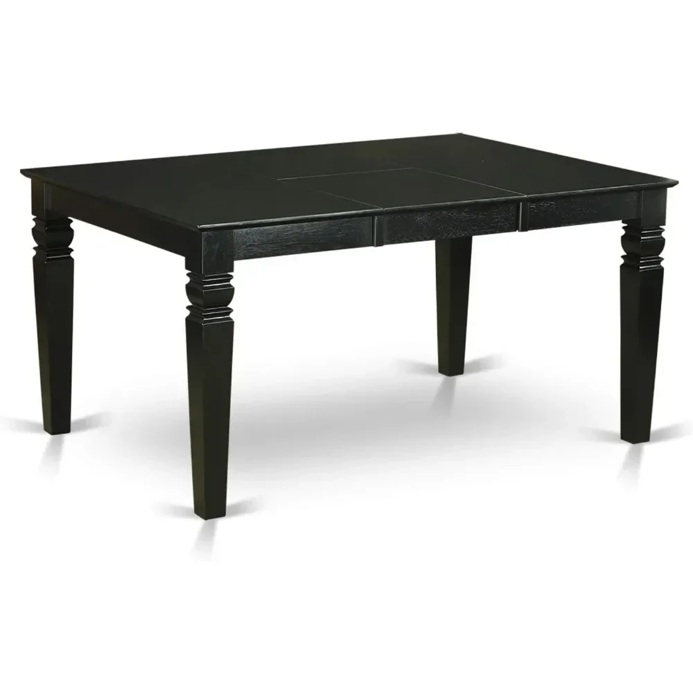 7 Piece Set Consist of a Rectangle Dining Room Table with Butterfly Leaf and 6 Black Color 3