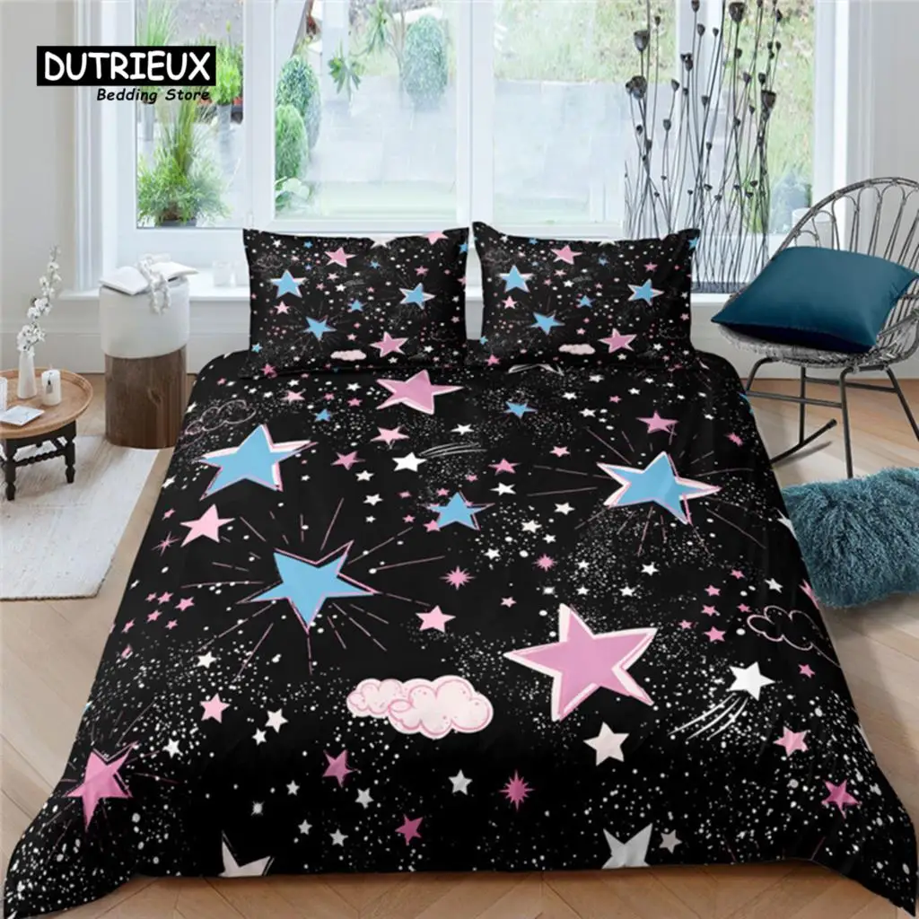 

Luxury 3D Star Print Home Living Comfortable Duvet Cover Pillowcase Kid Bedding Set Queen and King EU/US/AU/UK Size