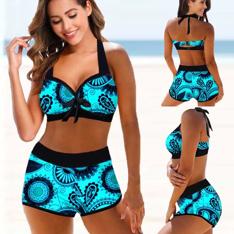 Bikini de cintura alta para mujer, traje de baño Sexy, conjunto de