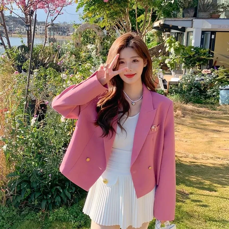 

Pink Small Incense Wind Jacket Female 2023 Spring Autumn Senior Sense Temperament Celebrity Casual Short Top Blazer Coat