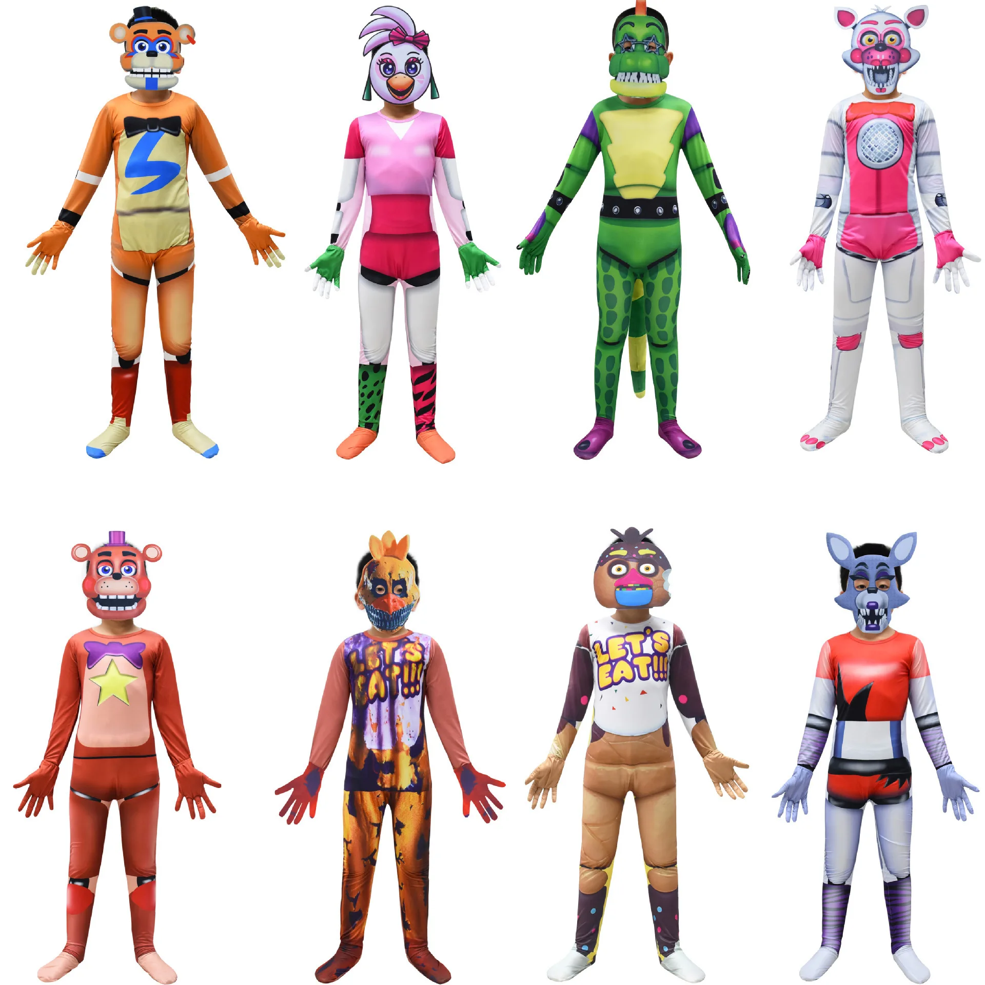 

Scary Game Five Nights At Freddyed Cosplay Costume Jumpsuit with Mask Fnaf Freddyed Anime Birtyday Gift for Kids Halloween Suit