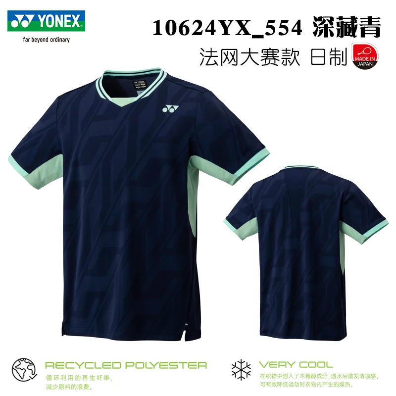 YONEX Men's Tennis Shirt Short Sleeve Top YY Quick drying Professional Sports Match Shirt Badminton
