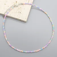 Collier ras du cou en perles de rocaille simples pour femmes, breloque de mode coréenne colorée faite à la main, style Boho, chaîne de cou, bijoux cadeau 2