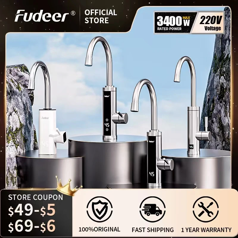 Fudeer Electric Water Heater 220V Kitchen Faucet Tankless Instant Heating  Water Tap Flowing Heated Mixer Digital Display Geyser - AliExpress