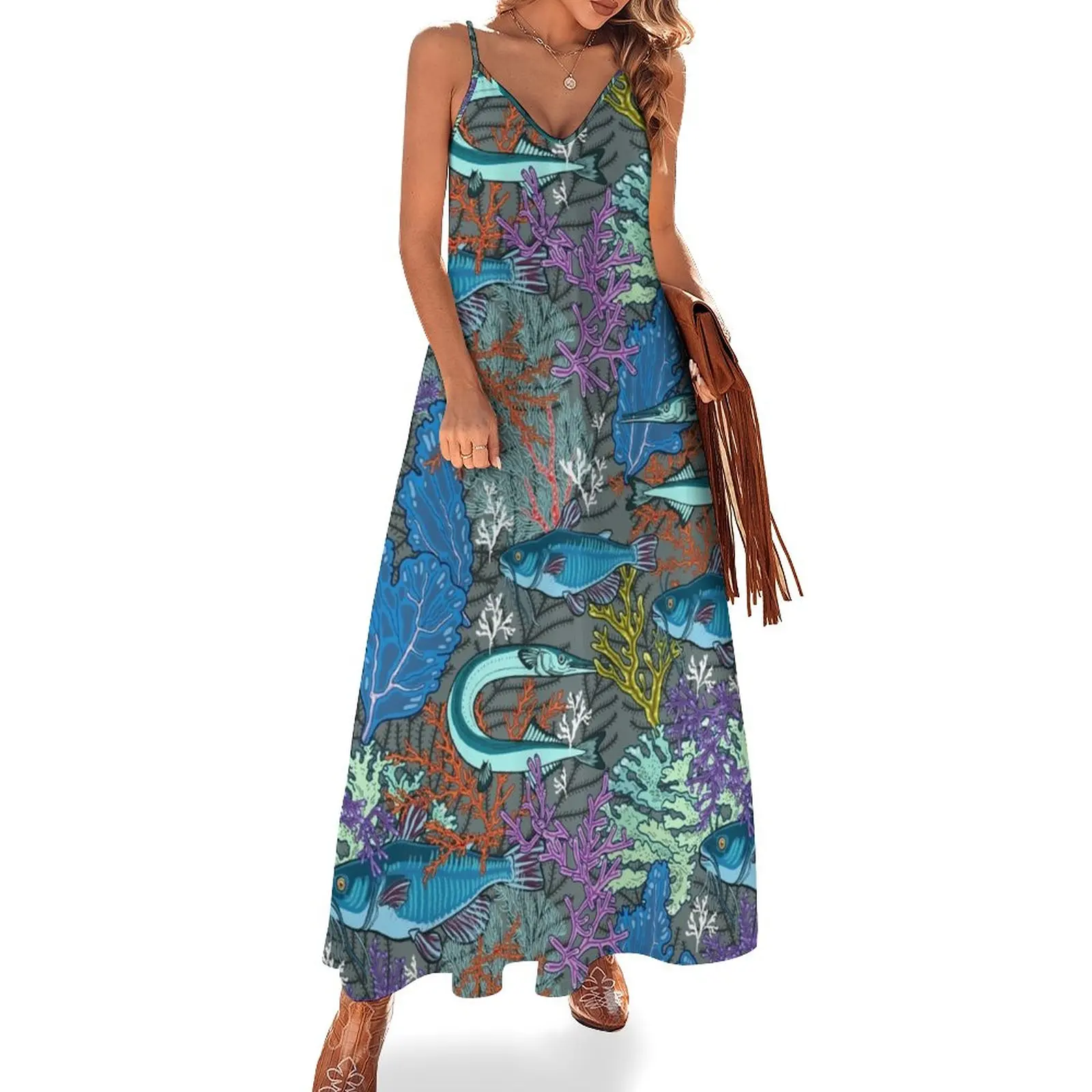 

aquarium life Sleeveless Dress wedding guest dress 2024 Women's evening dress