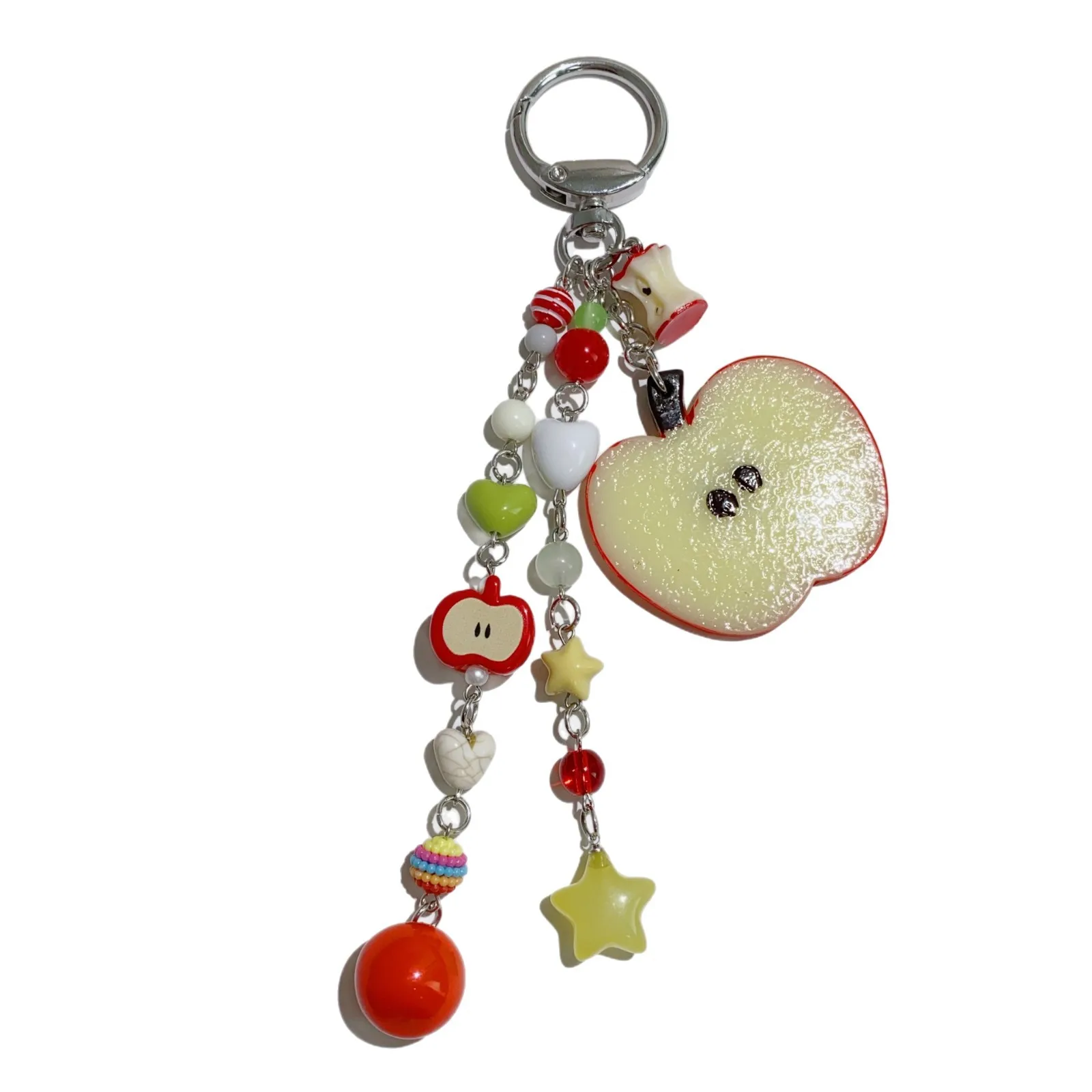 Creative Cute Keychain Fun Simulation Fruit Apple Slice Pendant Key Chain Backpack Hanging Pendant Decoration Jewelry Gift