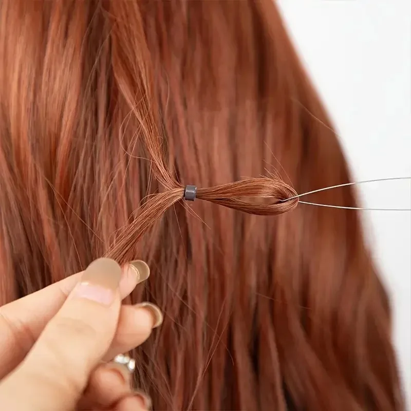 마이크로 링 루프 툴 루프 스레더 당김 바늘, 헤어 플라이어 및 비즈와 함께 사용하는 인모 연장 도구