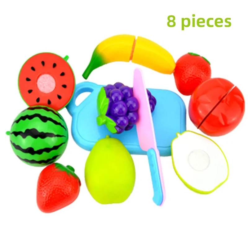 12-23pcs Kitchen Fun Cutting Fruits and Vegetables Food Play House Set with Bucket Puzzle Education Toys For Boys Girls Gifts