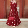110914-9acaa0.jpg Abaya-Robe musulmane à manches longues et col rond pour femme, caftan décontracté avec ceinture imprimée épissée, Dubaï, Ramadan, Maroc, Eid