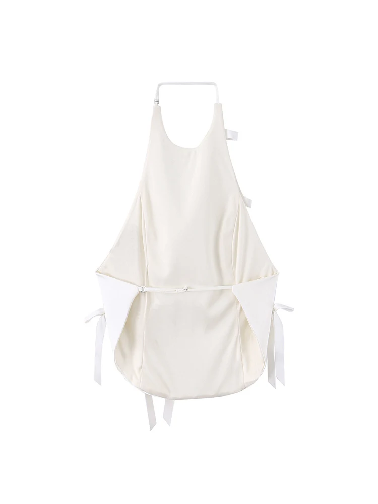 Women Summer Vest Chic Elegant Bow Tied Halter Neck Backless Sleeveless Streetwear Fashion Solid Sweet Ladies Halter Tops