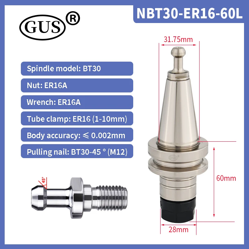 NBT30 ER Series Knife Shank ER16 ER20 ER25 ER32 60L 70L For CNC Machine ...